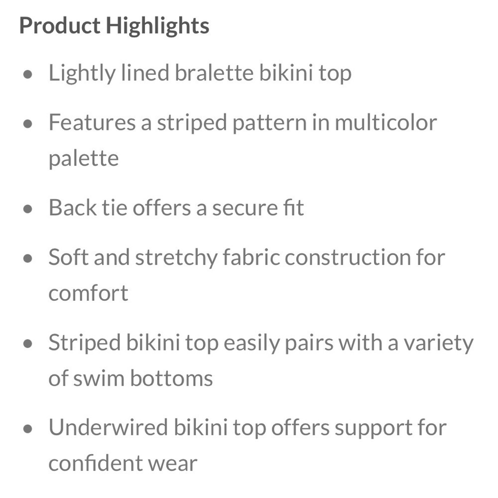 Women’s Light Lift Square Neck Bralette Bikini Top Shade & Shore™ Multi Size 34B - Picture 7 of 11